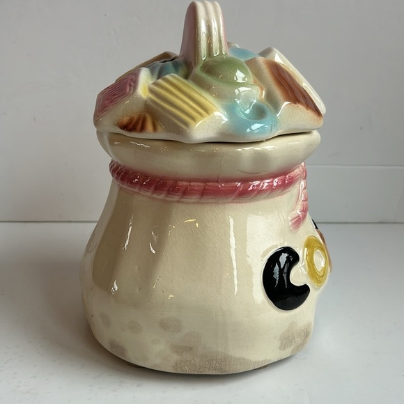 Vintage Cardinal Pottery USA cookie jar sack of cookies sack of treats lid - Picture 2 of 15